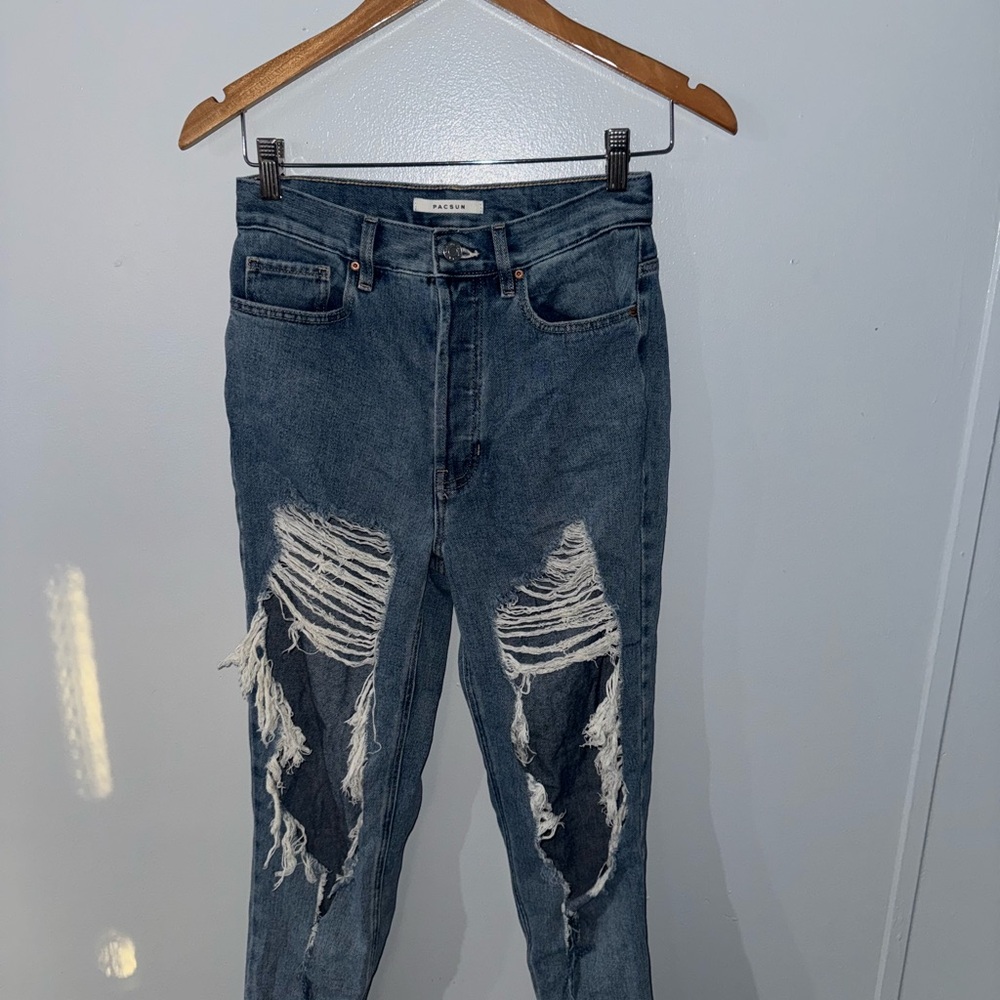 PacSun High Rise Distressed Jeans - Blue